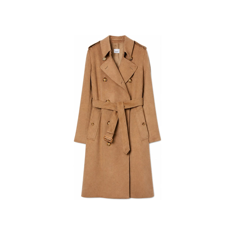 BURBERRY Camel Cashmere Kensington Trench Coat