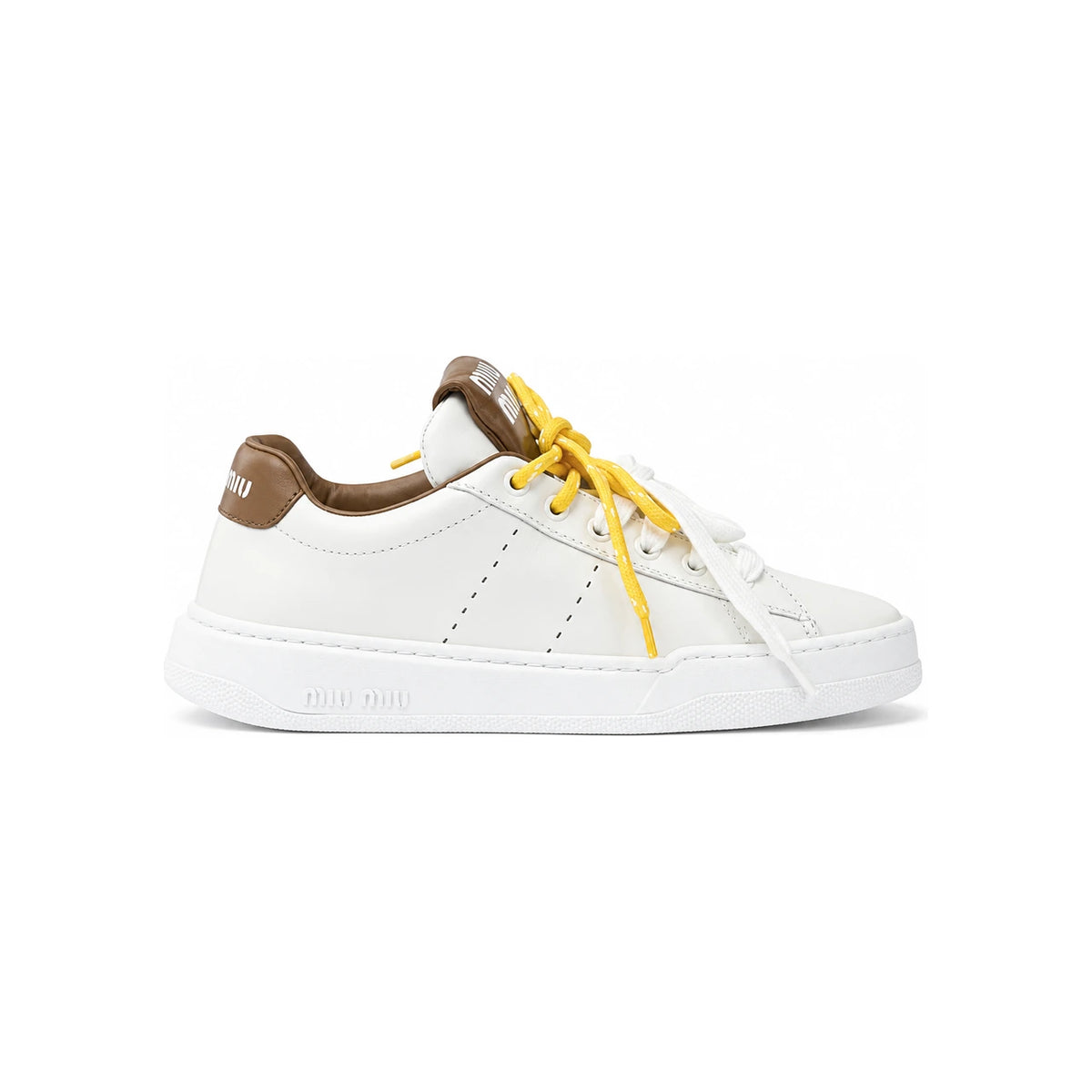 Miu Miu Leather Low-Top Sneakers White/Beige