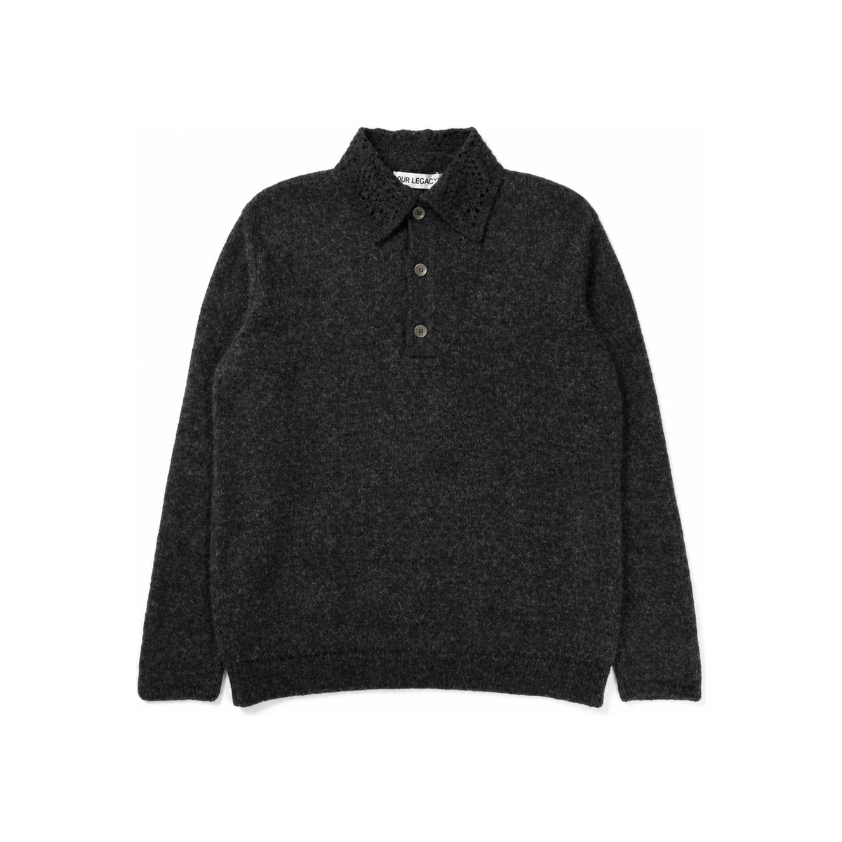 OUR LEGACY Charred Chocolate Airy Alpaca Pique Crewneck Knit Sweater