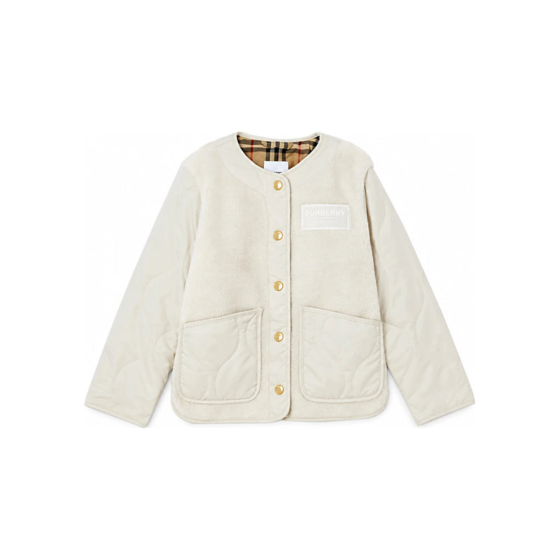 BURBERRY Logo Patch Fleece Quilted Jacket Women’s
