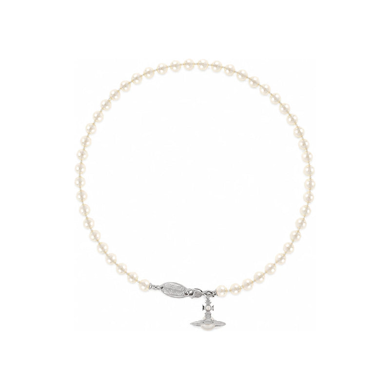Vivienne Westwood Simonetta Pearl Necklace Pendant Silver Tone