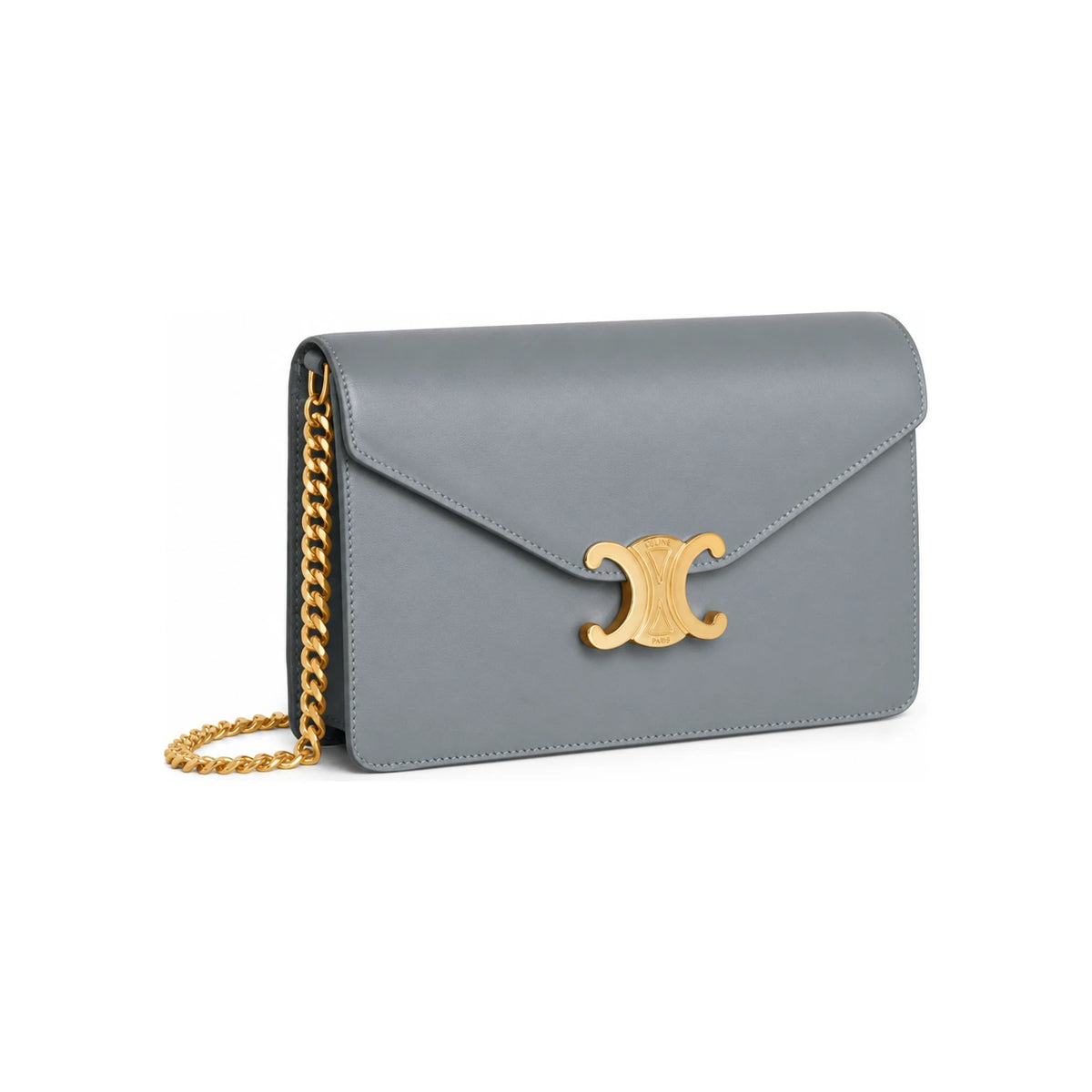 CELINE Shiny Calfskin Black Margo Chain Card Wallet