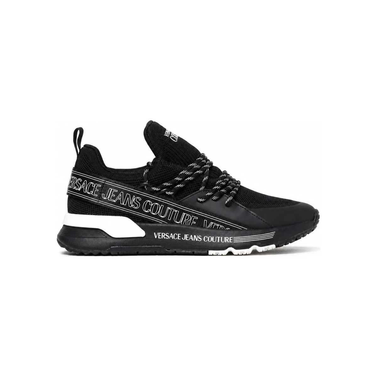 Versace White Leather Low-Top Sneakers Men 78YA3SA3ZSC65899 BLACK DOM