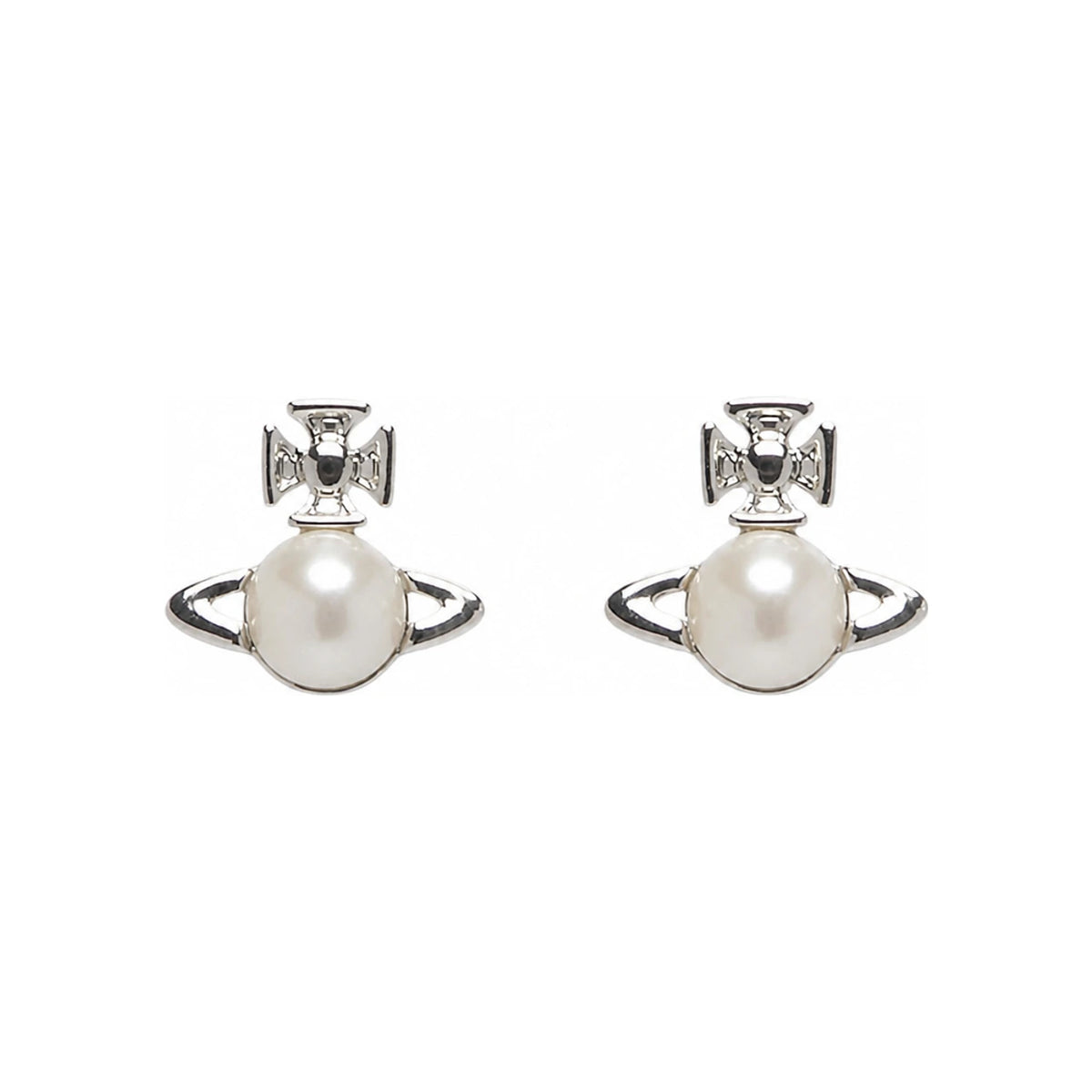 Vivienne Westwood Balbina Pearl Earrings Silver Tone