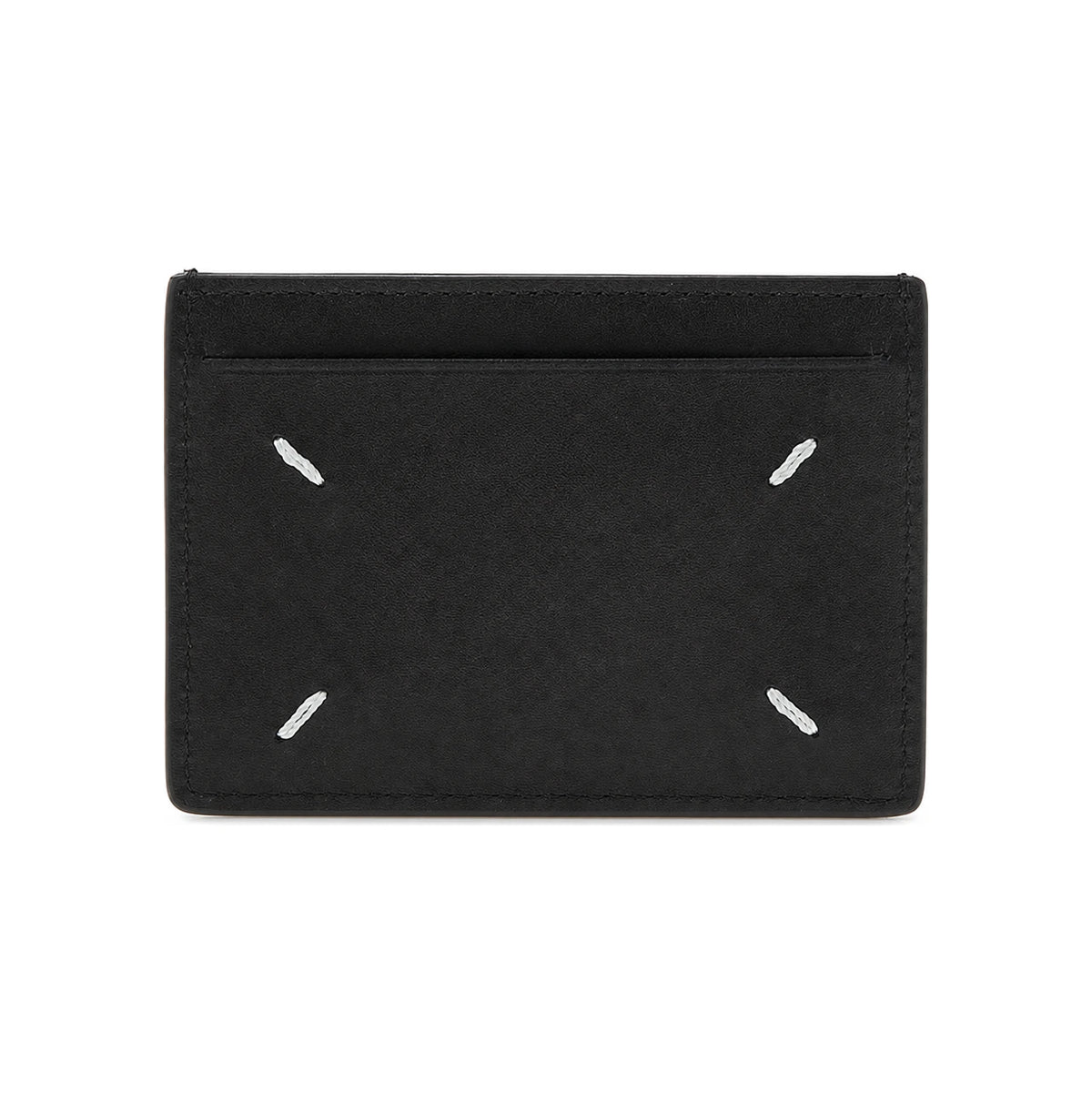 Maison Margiela Black Leather Stitch Card Holder Wallet