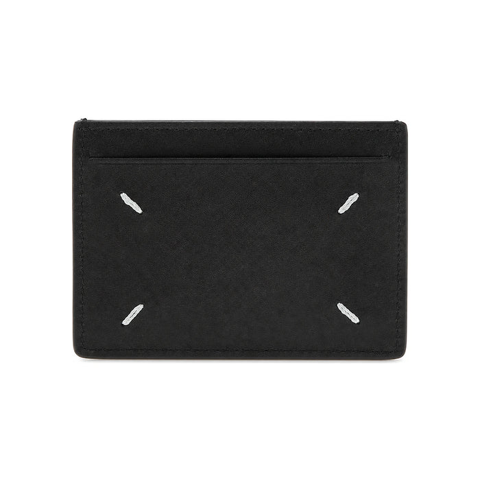 Maison Margiela Black Leather Stitch Card Holder Wallet