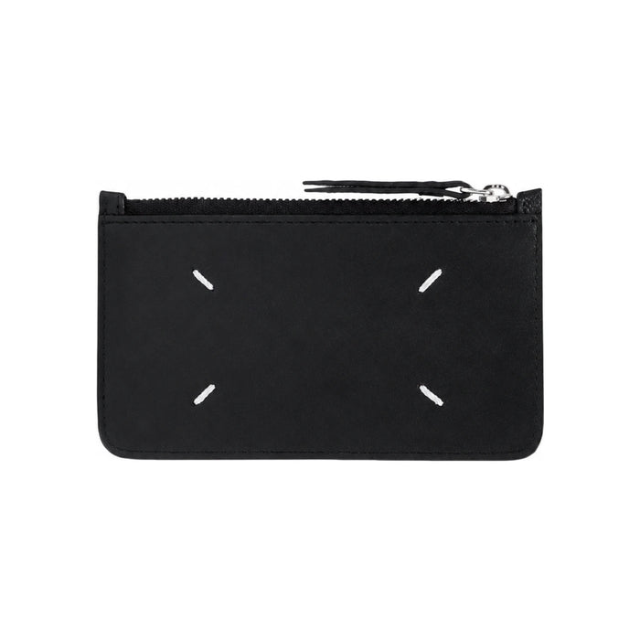 Maison Margiela Stitch Leather Zip Card Holder Black