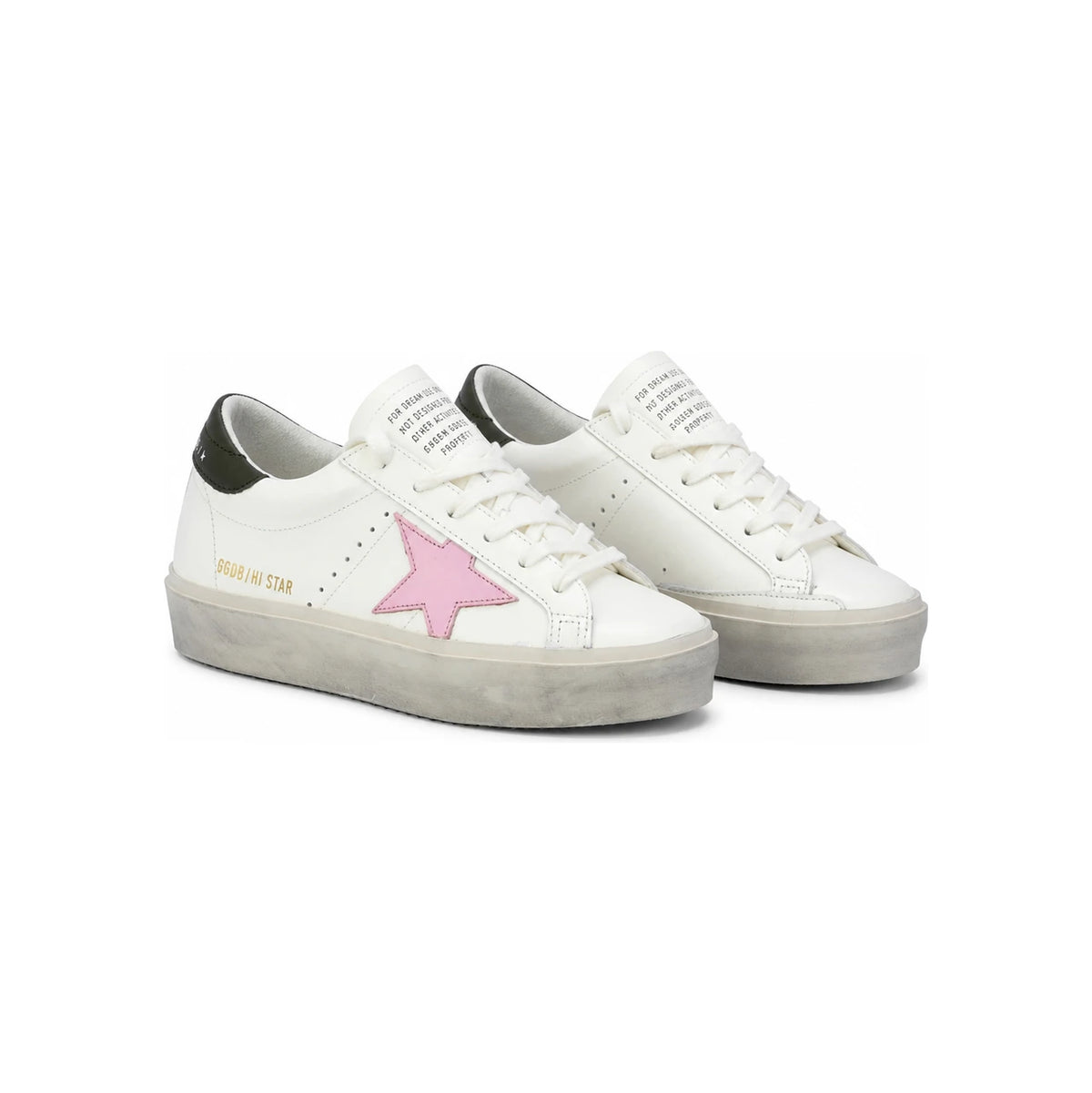 GOLDEN GOOSE Hi Star Glitter Star Low-Top Sneakers White Leather