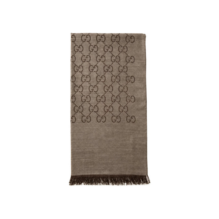 GUCCI Jacquard GG Logo Wool Silk Scarf 165904 3G646 9664