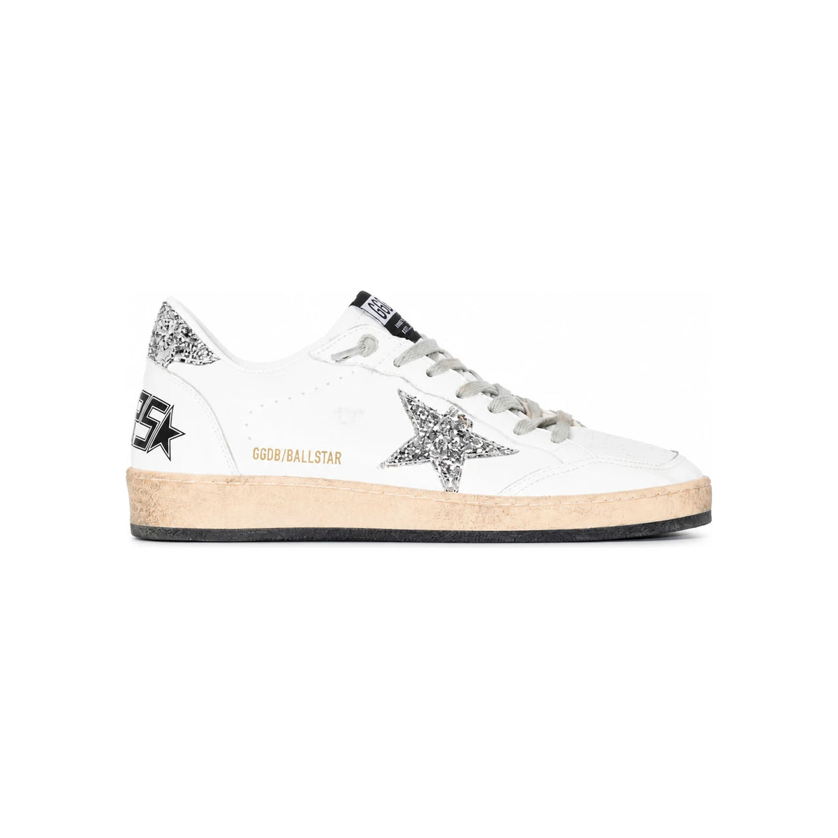 GOLDEN GOOSE Glitter Star Ball Star Low-Top Sneakers White Leather