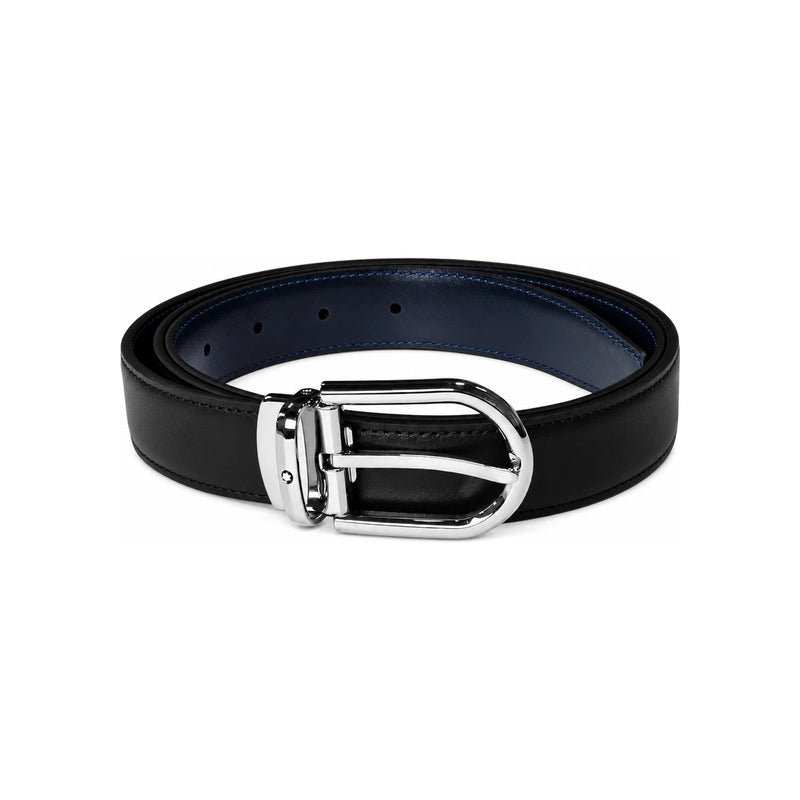 Montblanc Men’s Reversible Leather Belt Black/Blue