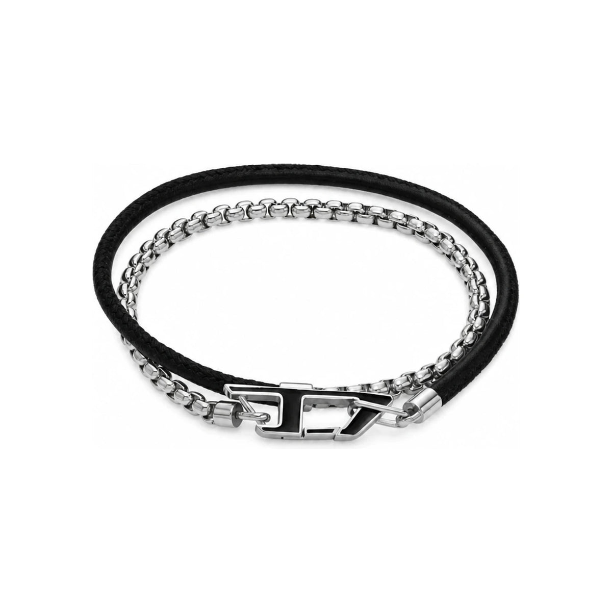 DIESEL Stainless Steel Chain Bracelet Black Silver Unisex DX1472