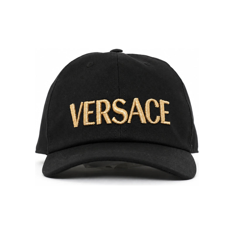 Versace Embroidered Logo Cap Men’s Black Cotton Baseball Hat