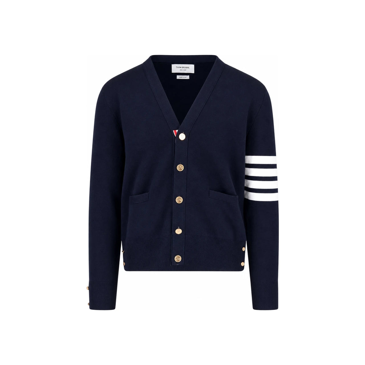 THOM BROWNE Navy Wool Cardigan for Men MKC171A