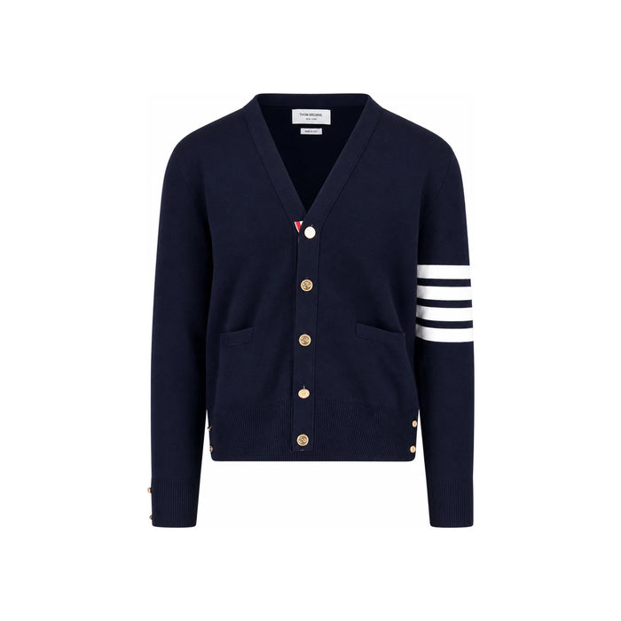 THOM BROWNE Navy Wool Cardigan for Men MKC171A