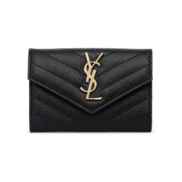 Saint Laurent Matelasse Envelope Quilted Card Holder Black Gol 414404 BOW01 1000