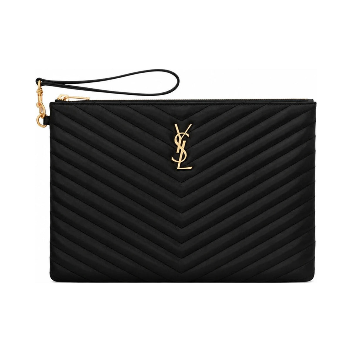 Saint Laurent Monogram Leather Clutch Bag Black