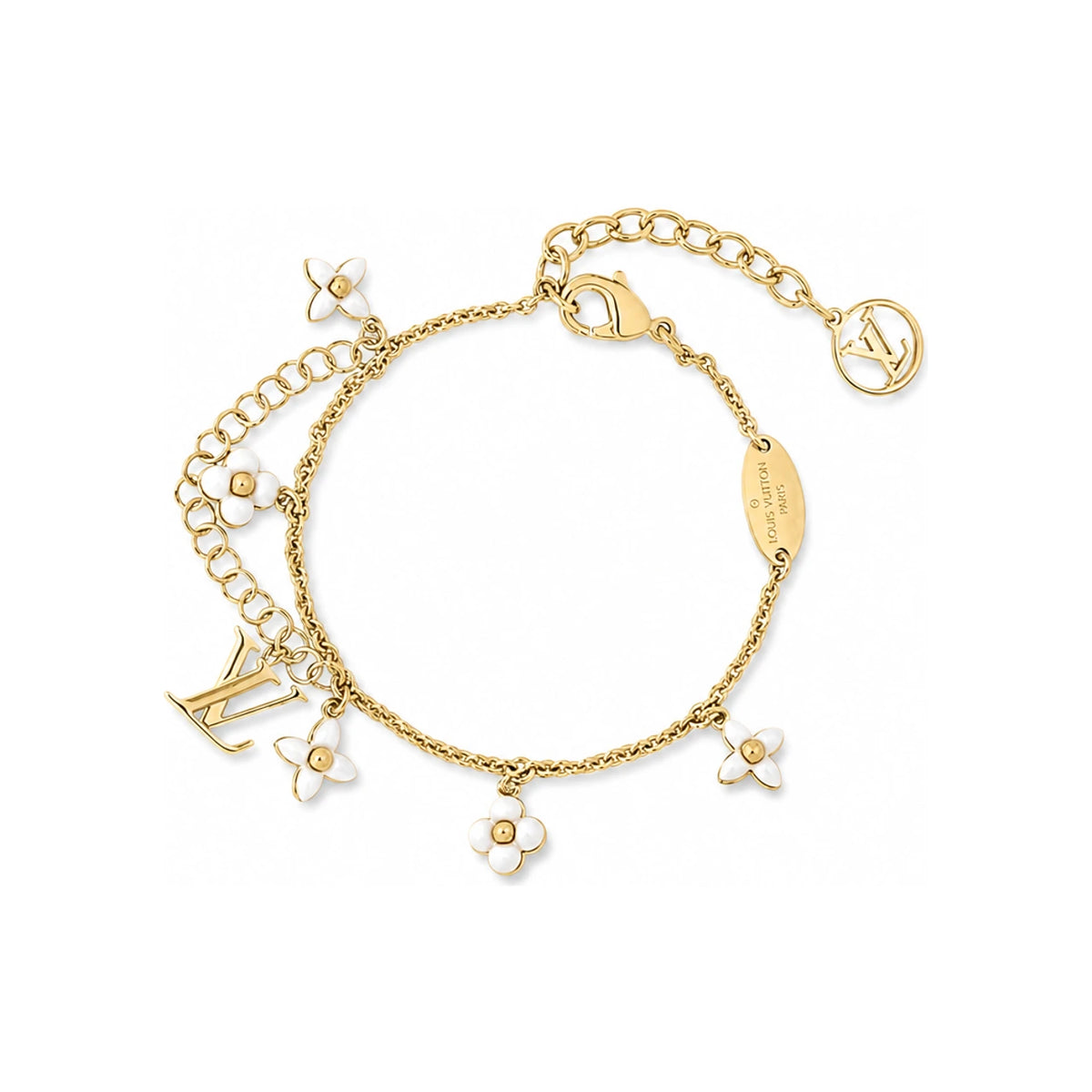 Louis Vuitton LV Floragram Bracelet Gold-Tone Metal Adjustable