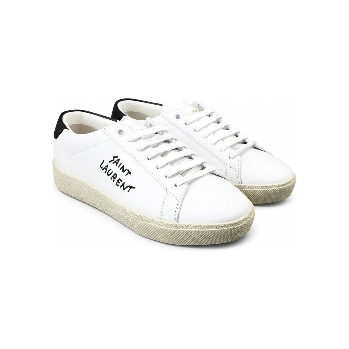 Saint Laurent Women’s Logo Embroidered Low-Top Sneakers White/Black