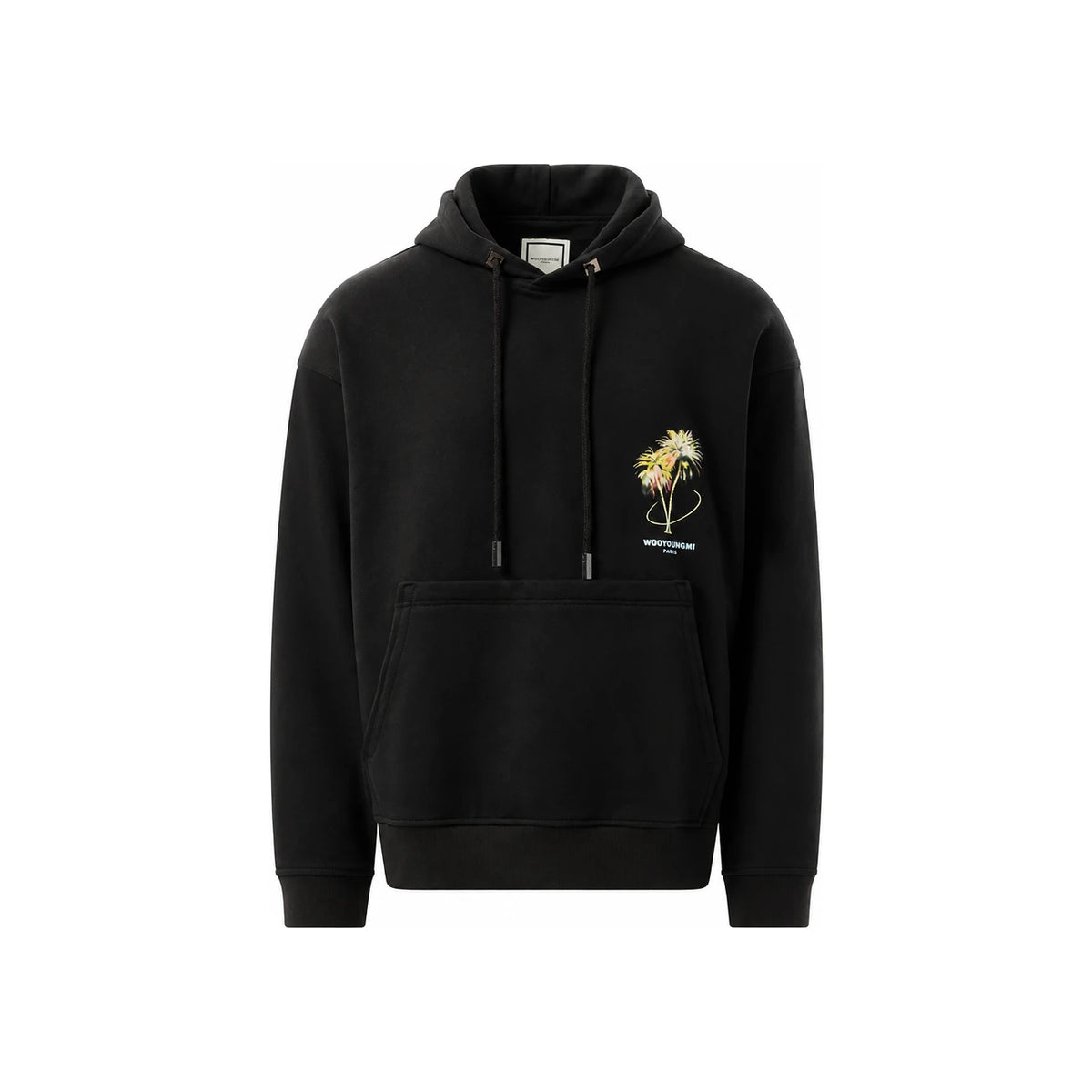 WOOYOUNGMI Black Palm Tree Graphic Hoodie W251TS34726B