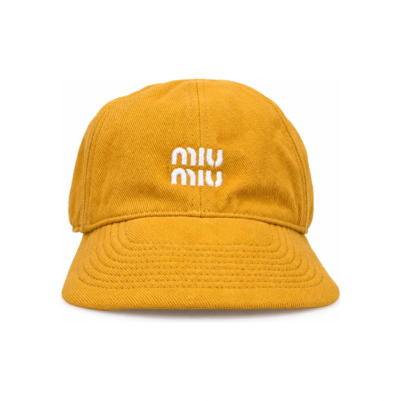 Miu Miu Forest Green Yellow Cotton Logo Baseball Cap