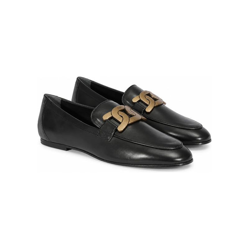 Tods Gold Chain Logo Loafers Black Women’s XXW79A0DD00 NF5 B999