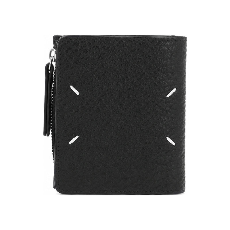 Maison Margiela Stitch Grain Flap Zip Card Holder Wallet Black