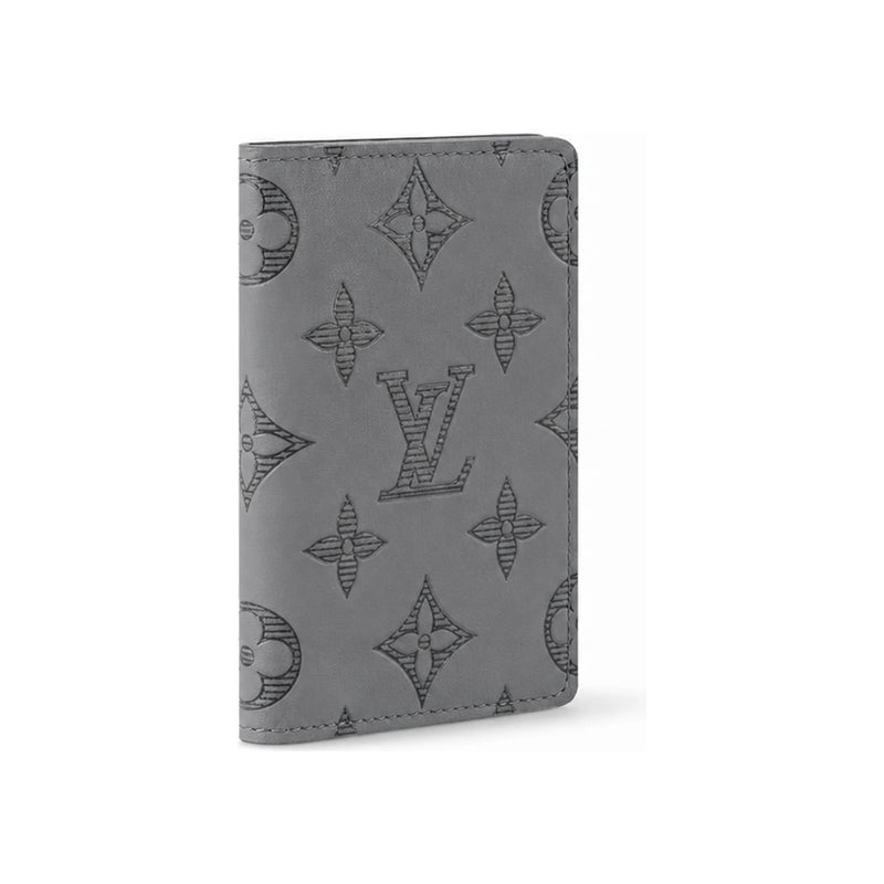 Louis Vuitton Monogram Shadow Gray Leather Card Holder Wallet Unisex