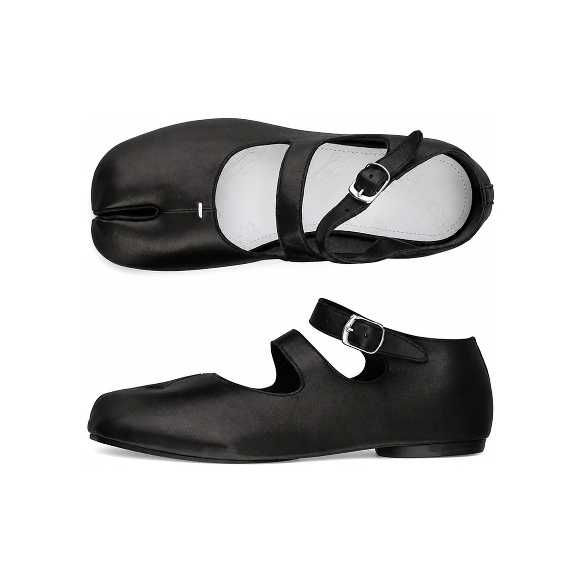 Maison Margiela Tabi Split Toe Leather Black Women's Ballet Flats