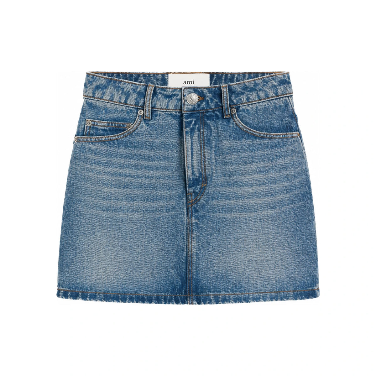 AMI Mini Skirt Women’s Navy Wool Blend Midi Skirt