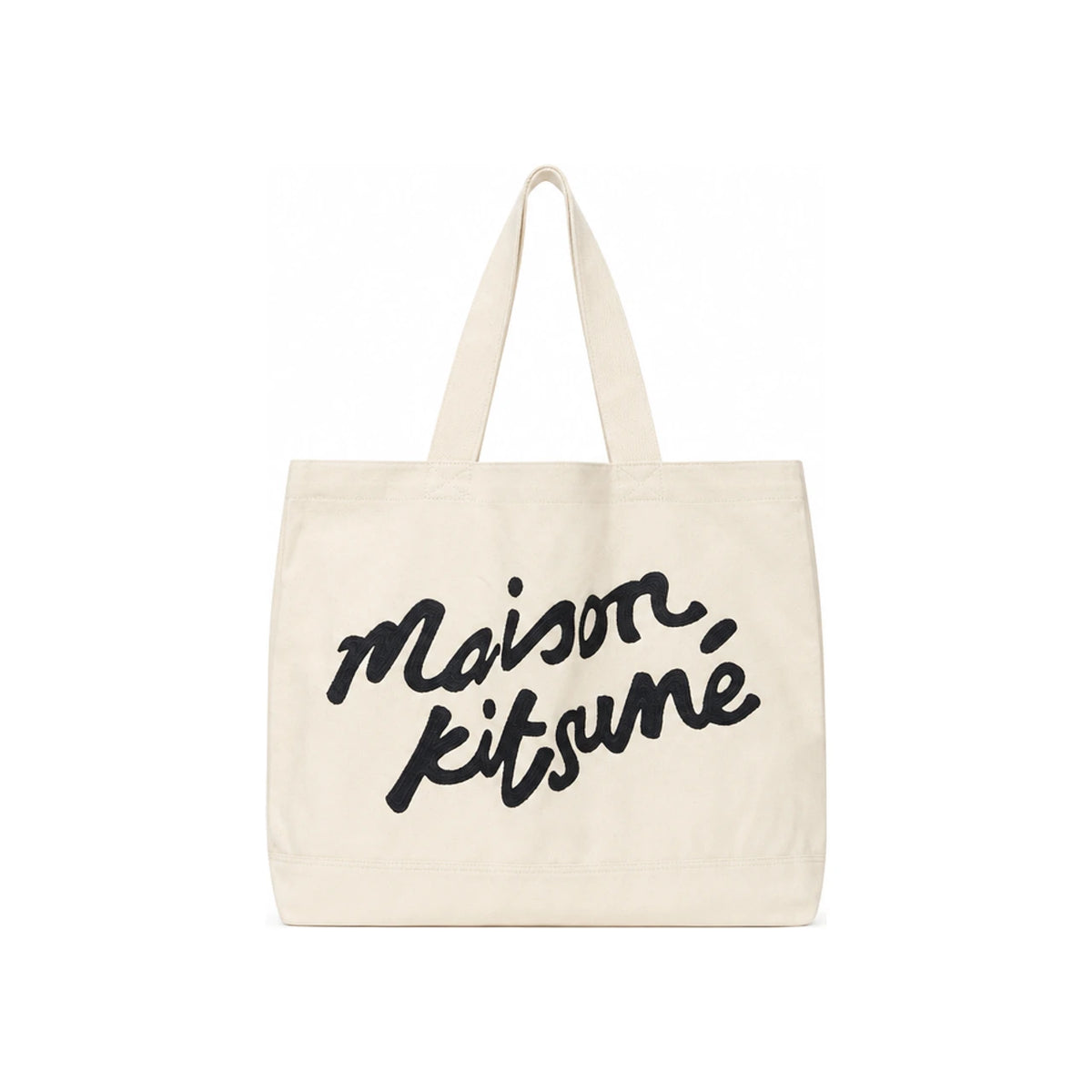 Maison Kitsune Handwriting Logo Ecru Canvas Tote Bag Unisex OW05124 WW9042 P700