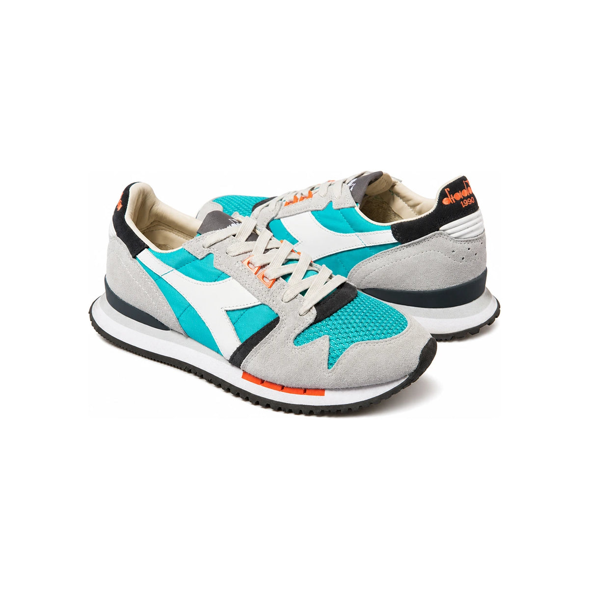 Diadora Gray Sky Blue Nylon Low Top Sneakers C5150