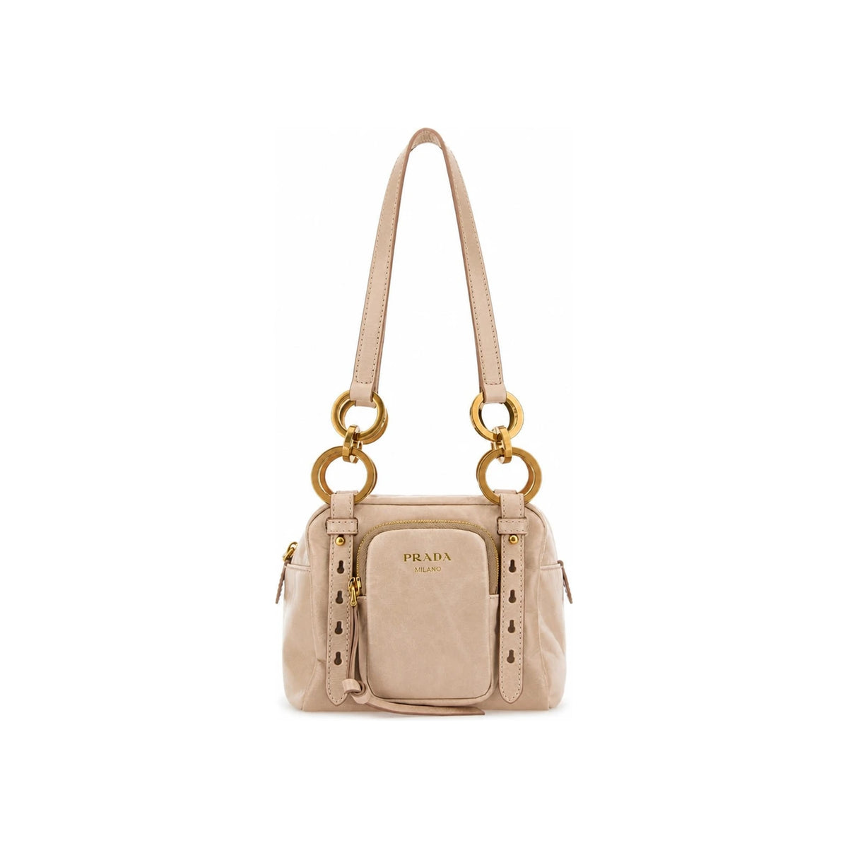 PRADA Leather Shoulder Bag Brown