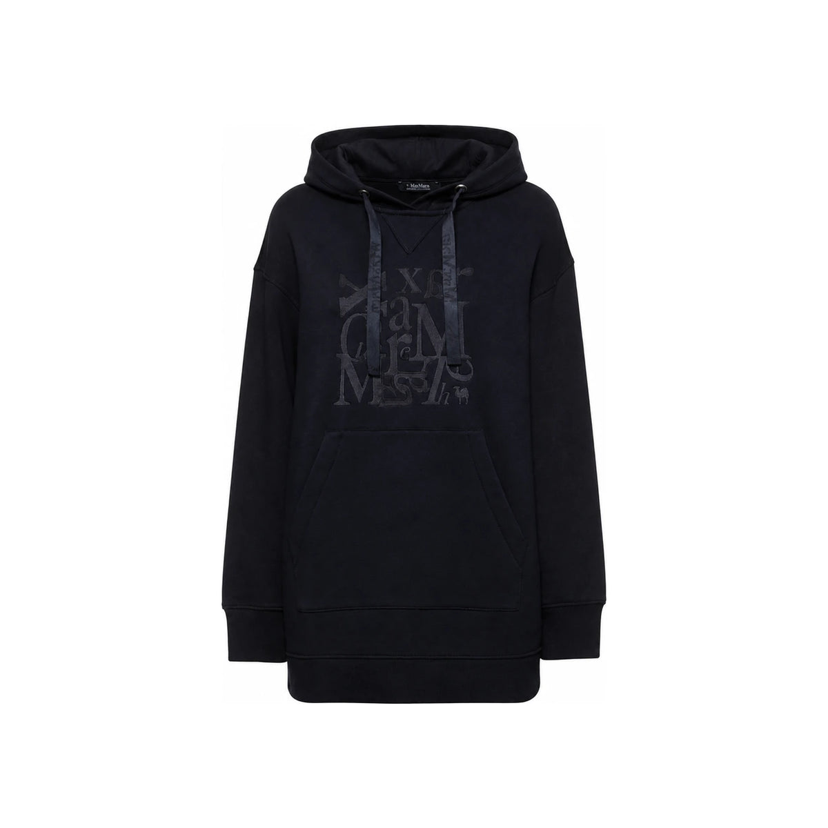 Max Mara Navy Fleece Embroidered Hoodie 2519921011 002