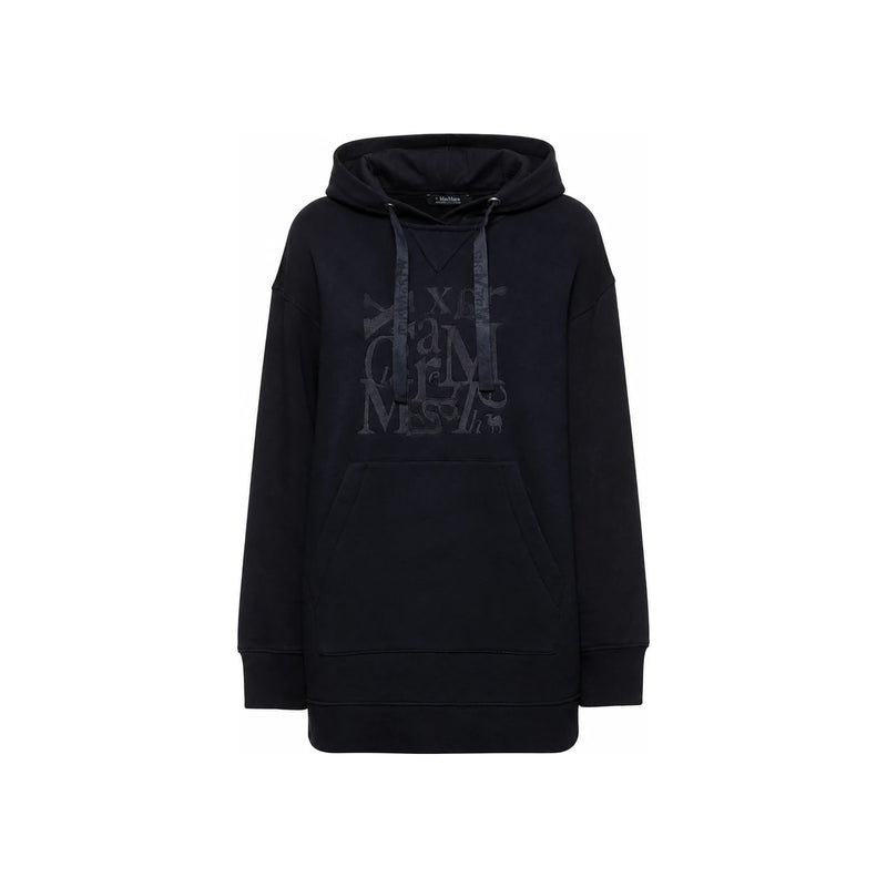 Max Mara Navy Fleece Embroidered Hoodie 2519921011 002