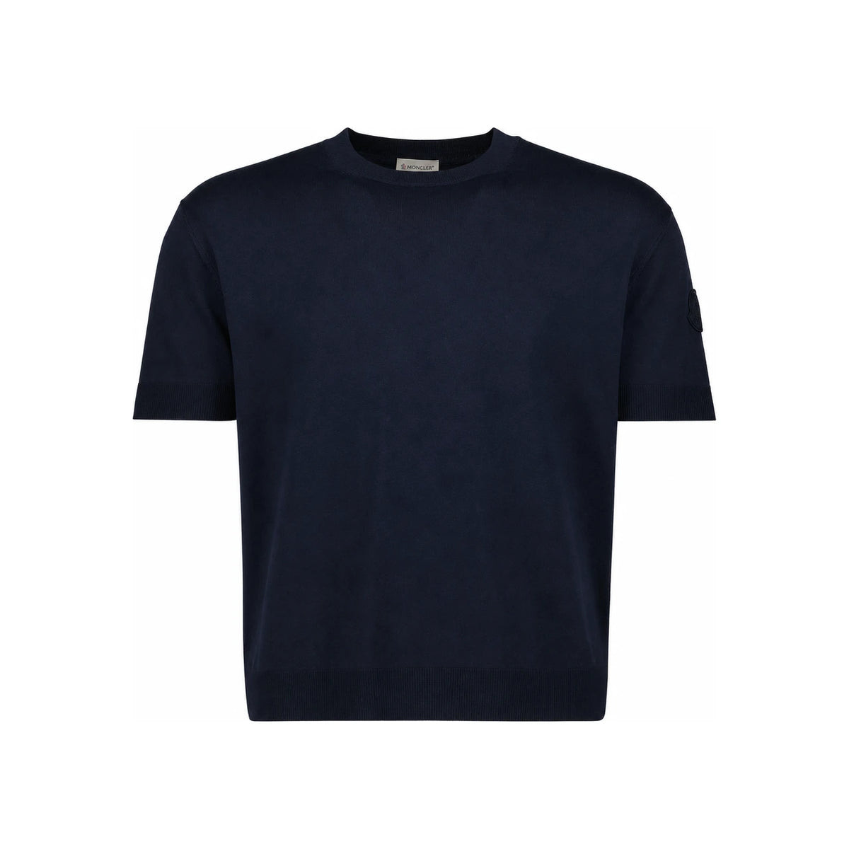 Moncler Men’s Logo Patch Silk-Cotton Short Sleeve T-Shirt Navy 9C00011 M6329 742