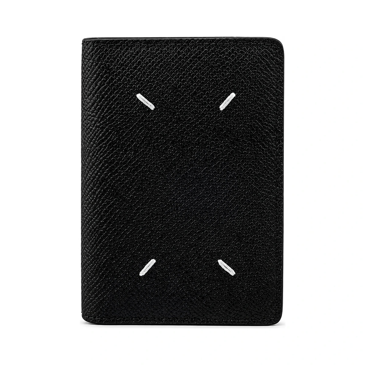 Maison Margiela Stitch Folding Card Holder Wallet Black Leather