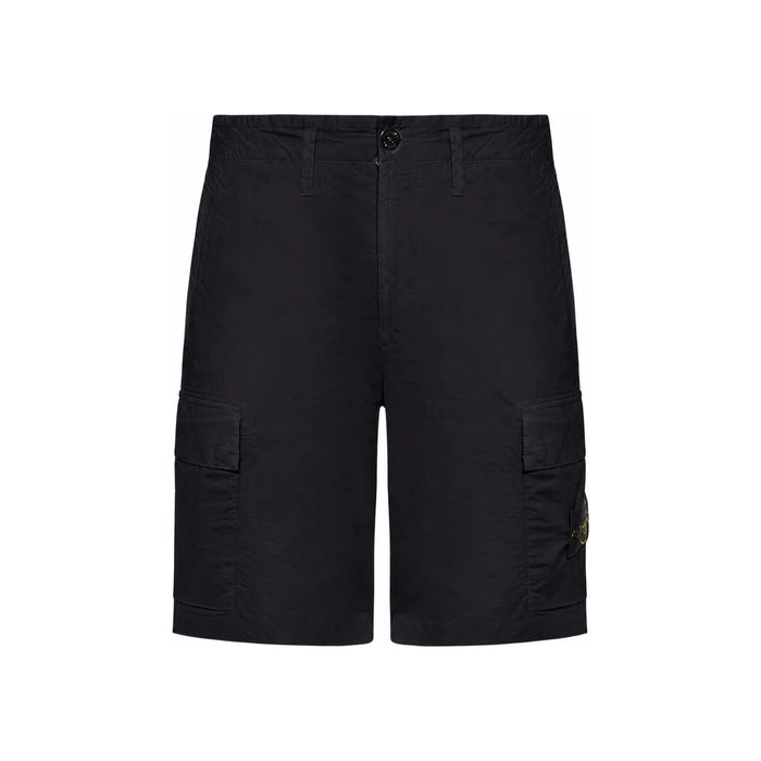STONE ISLAND Men’s Cargo Shorts Black Cotton Ripstop Pants