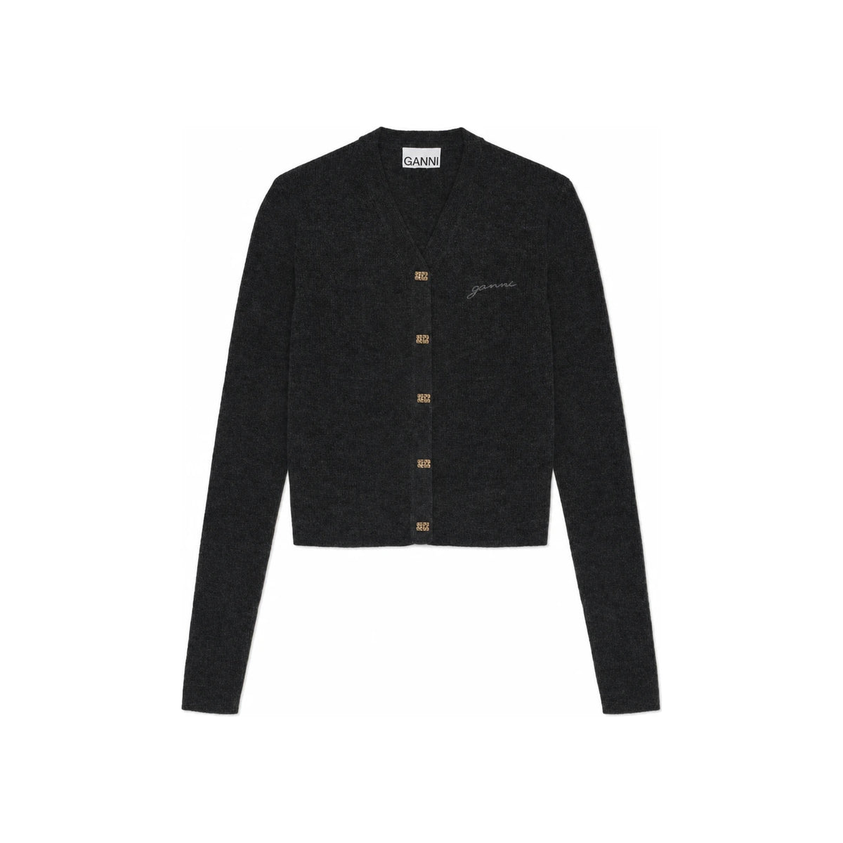 GANNI Mini Rib Merino Wool Women’s Cardigan K2474 252