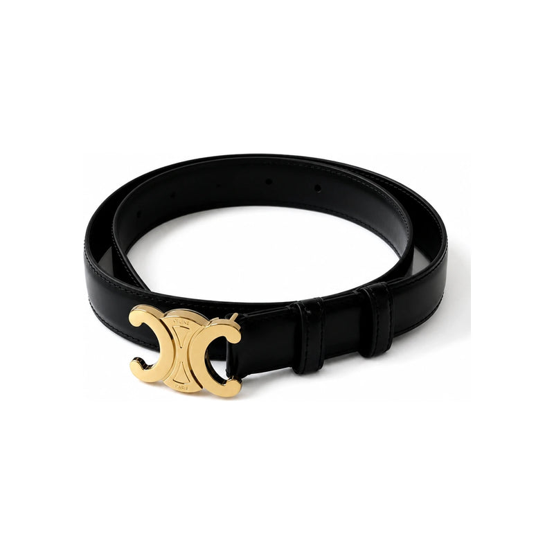 CELINE Triomphe Belt 25mm Taurillon Leather Black