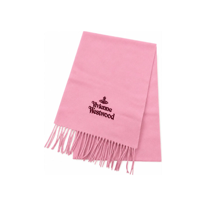 Vivienne Westwood Pink Scarf with Wine Logo Wool Muffler Uni 81030007 W00Q7 G401