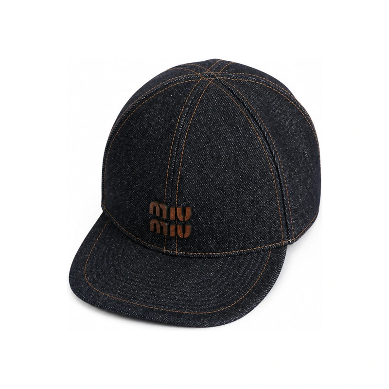 Miu Miu Denim Baseball Cap Blue Unisex 5HC370 2CRR F0S30