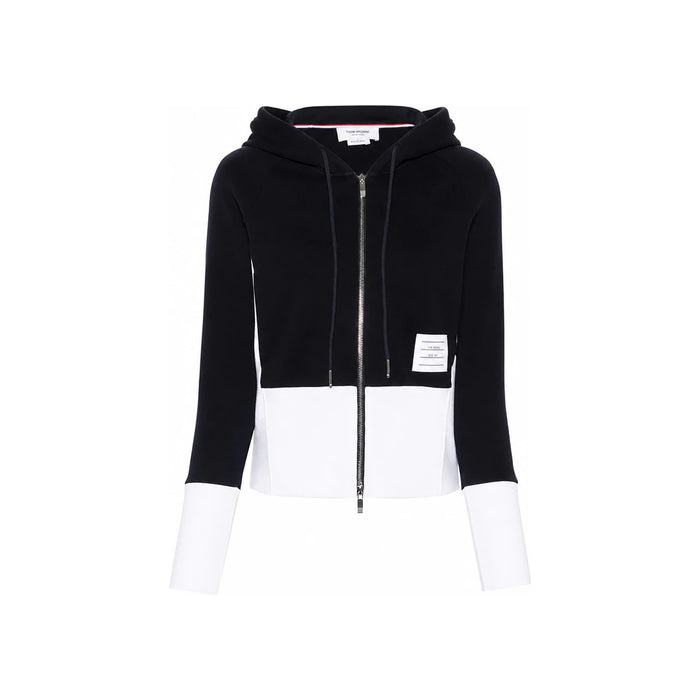 THOM BROWNE 4-Bar Women’s Hooded Zip-Up Jacket Navy