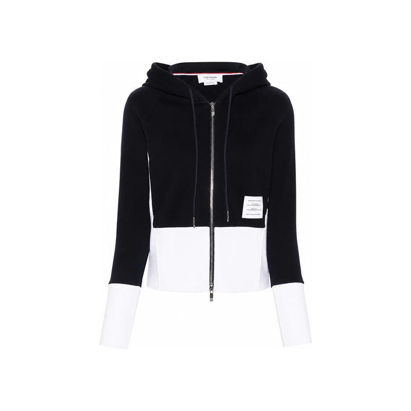 THOM BROWNE 4-Bar Women’s Hooded Zip-Up Jacket Navy