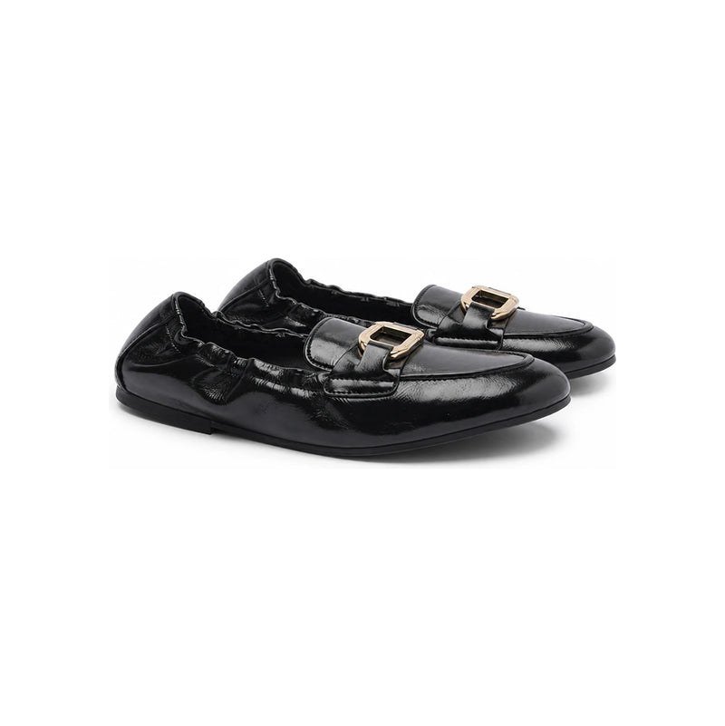 Ferragamo Gancini Logo Ballet Flats Women’s Black Leather