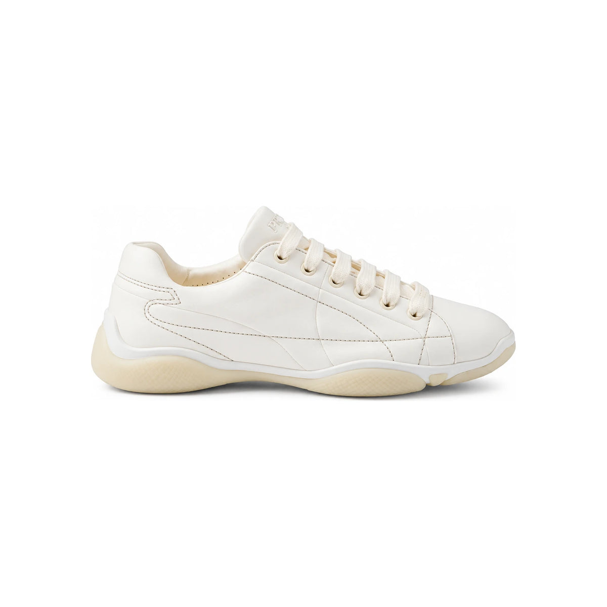 PRADA White Leather Low Top Sneakers