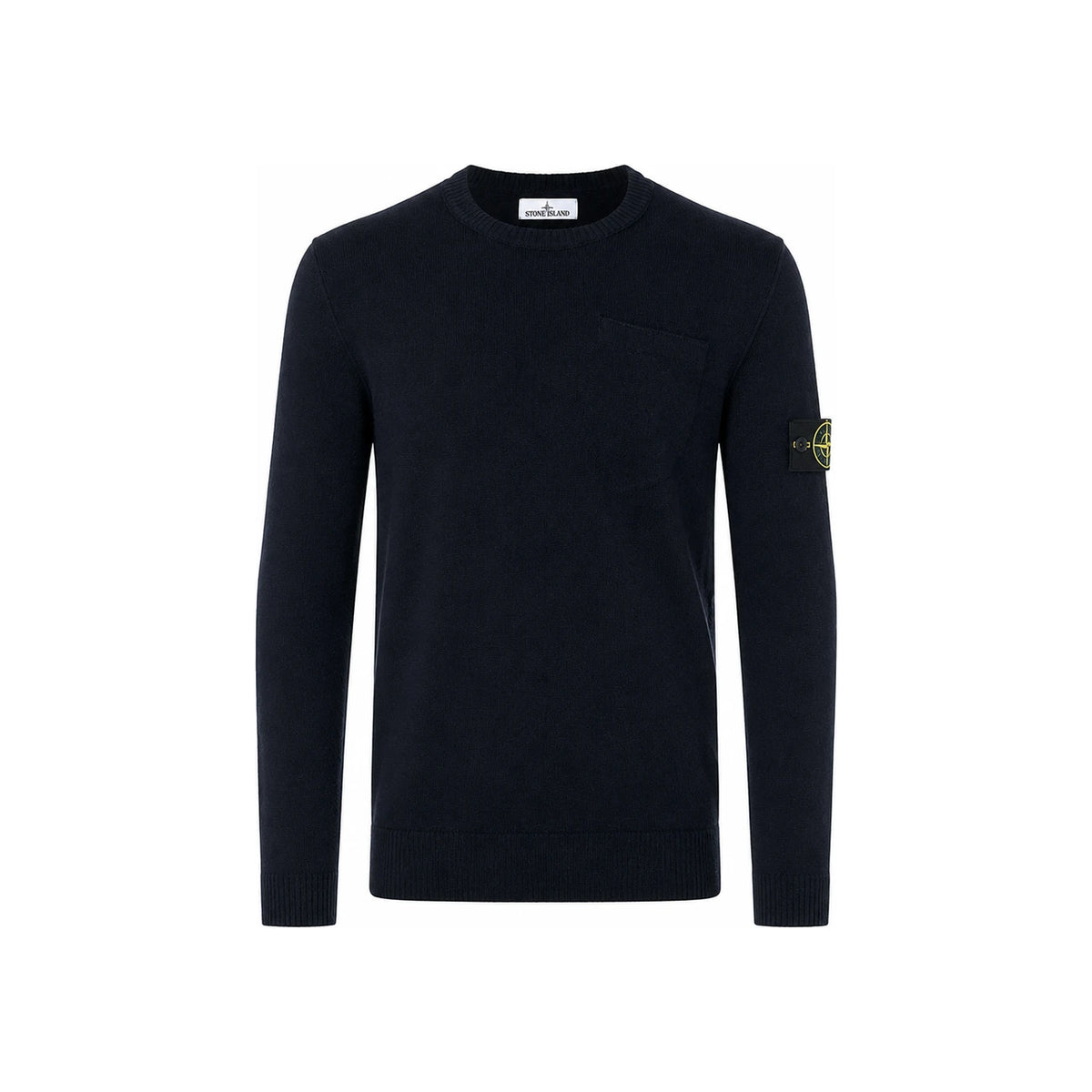 STONE ISLAND Navy Wappen Pocket Crewneck Knit Sweater 6815523B5 V0020