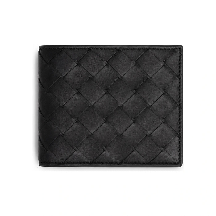 Bottega Veneta Intrecciato Two-Tone Black Green Bifold Wallet