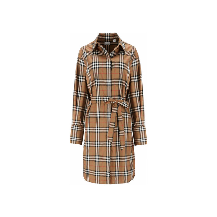 BURBERRY IVERY Check Shirt Midi Dress 80843091