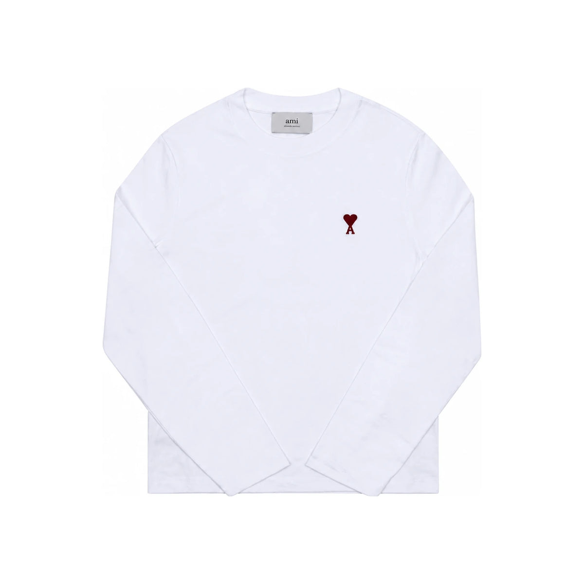AMI Heart Logo White Long Sleeve T-Shirt Unisex Cotton